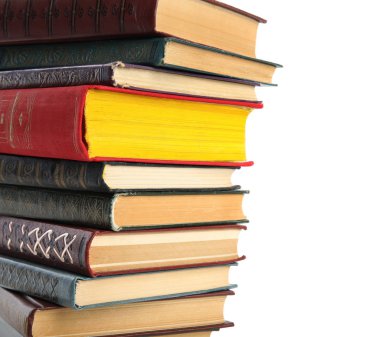 Beyaz üzerine izole edilmiş farklı kitapların koleksiyonu