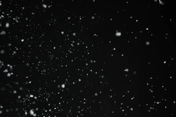 Білий Сніг Падає Чорний Фон — стокове фото