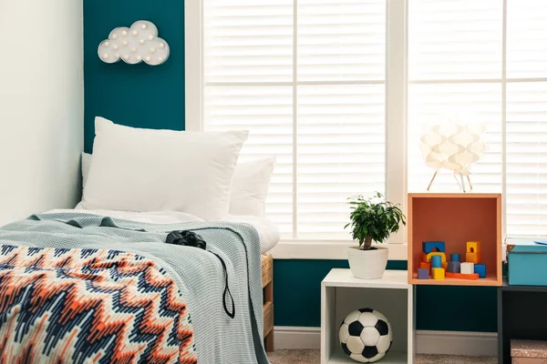 Modern Child Room Interior Comfortable Bed Window — Stock Photo, Image