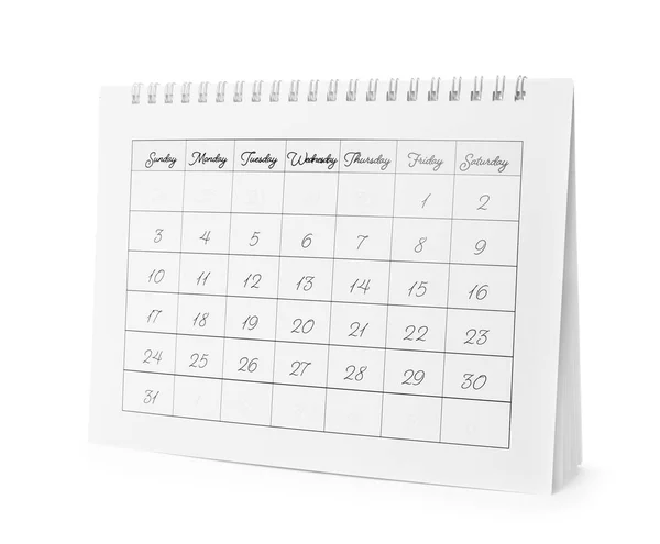 Calendrier en papier isolé sur blanc. Concept de planification — Photo