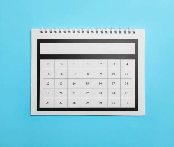 Calendrier Papier Sur Fond Bleu Clair Vue Dessus — Photo