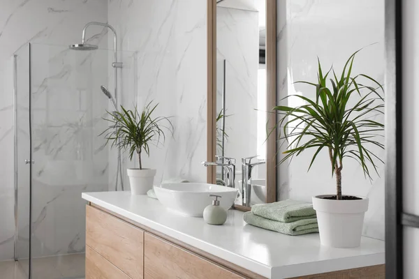 Large Mirror Vessel Sink Bathroom — Stock Photo, Image