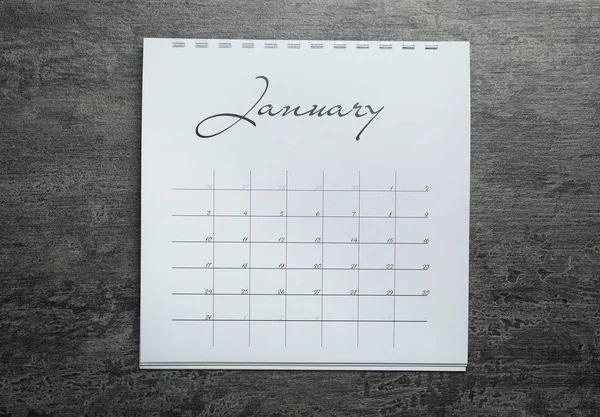 Calendario Gennaio Sfondo Grigio Pietra Vista Dall Alto — Foto Stock
