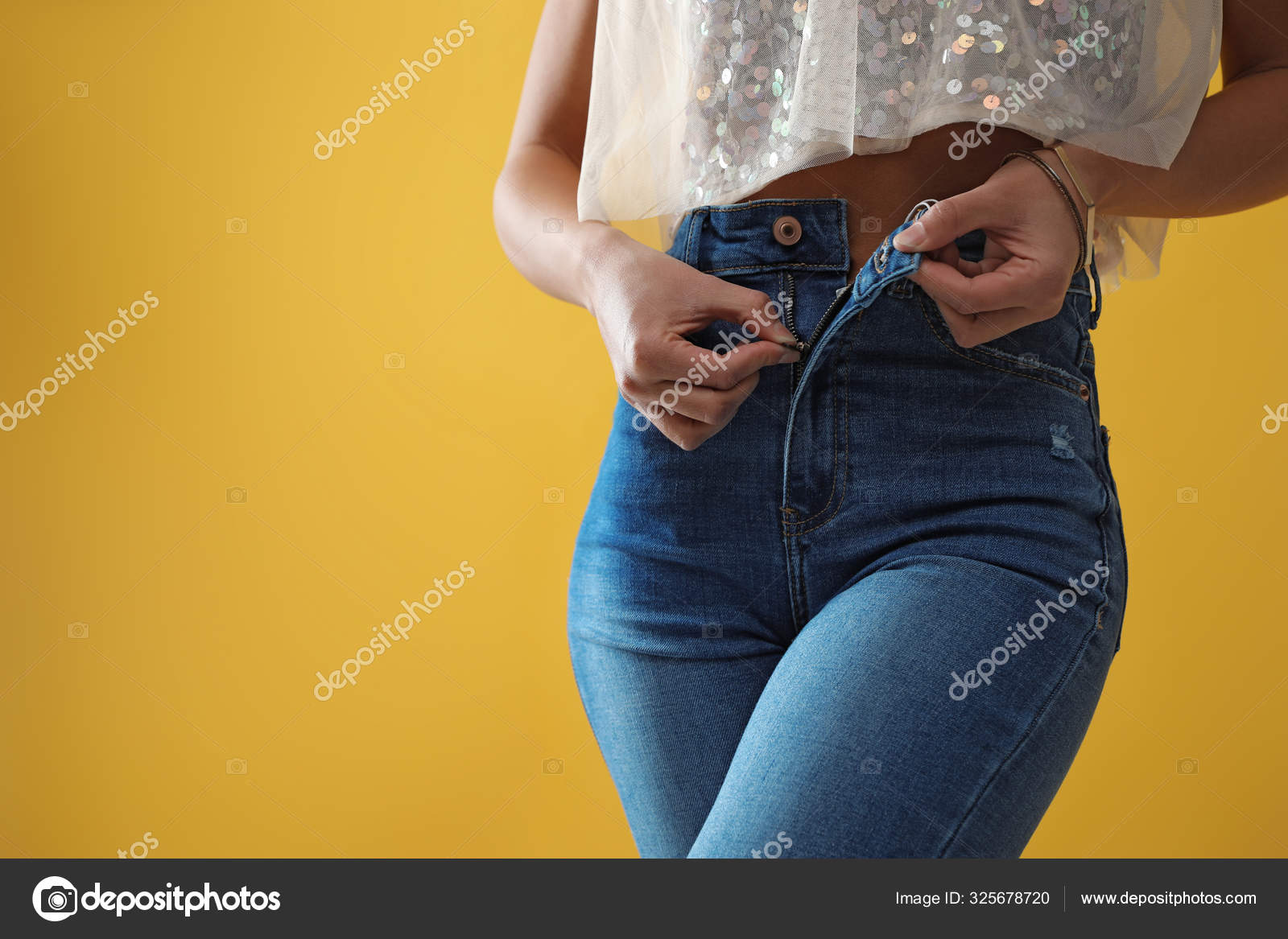 Teen Girl With Unzipped Shorts