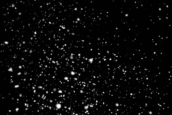 Λευκό Χιόνι Πέφτει Κάτω Μαύρο Φόντο — Φωτογραφία Αρχείου