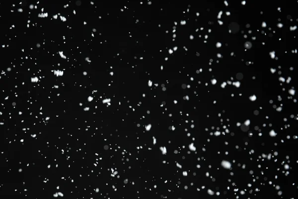 Valkoinen Lumi Putoaa Mustalla Pohjalla — kuvapankkivalokuva