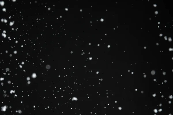 White Snow Falling Black Background — Stock Photo, Image