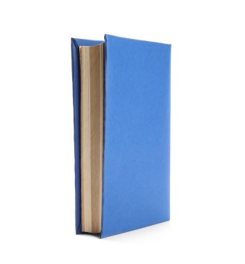 Boş mavi kapaklı kitap beyaz üzerine izole