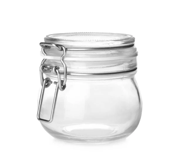 Закрита порожня скляна банка ізольована на білому — стокове фото