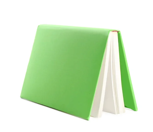 Boka med blank ljusgrön pärm isolerad på vitt — Stockfoto