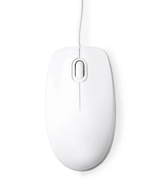 Moderní Drátová Počítačová Myš Izolovaná Bílém Horní Pohled — Stock fotografie