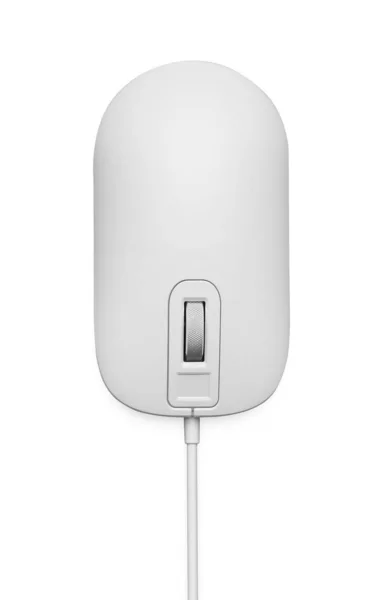 Modern Wired Computer Mouse Isolated White Top View — Stock Photo, Image