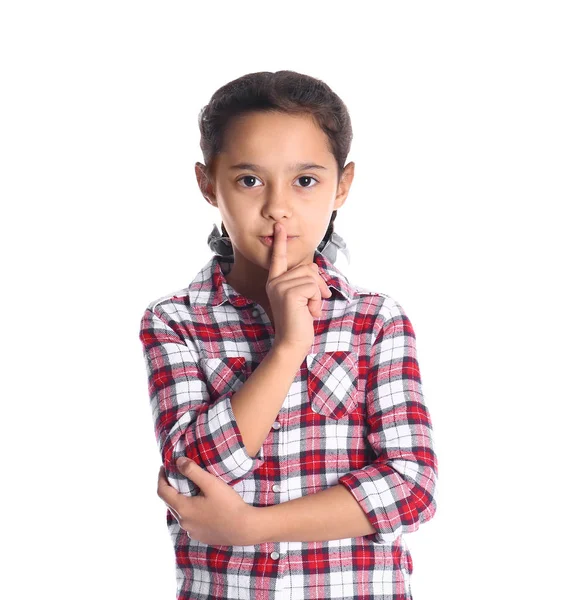 Retrato Menina Bonito Fundo Branco — Fotografia de Stock