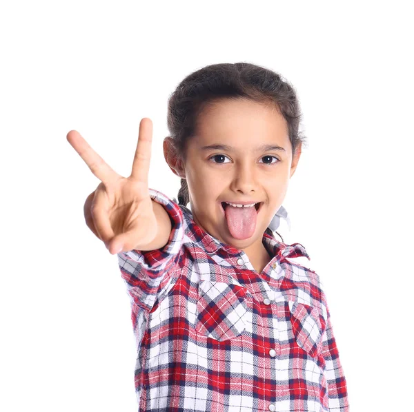 Retrato Linda Niña Sobre Fondo Blanco —  Fotos de Stock