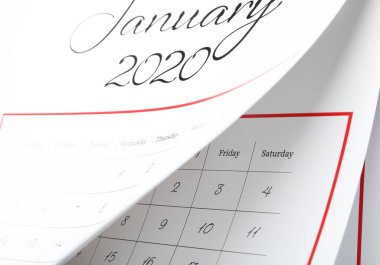 Sayfaları arkaplan olarak çeviren takvim, Ocak 2020