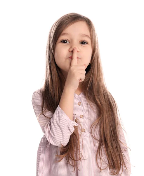 Retrato de menina bonito no fundo branco — Fotografia de Stock