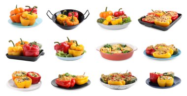 Lezzetli dolma dolma biber beyaza izole edilmiş.