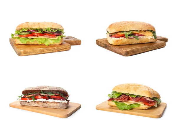 Набір Смачних Бутербродів Білому Тлі — стокове фото
