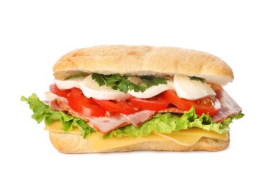 Taze sebzeli ve mozzarella soslu lezzetli sandviç.