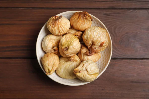 Tasty Dried Figs Wooden Table Top View — Stock Photo, Image