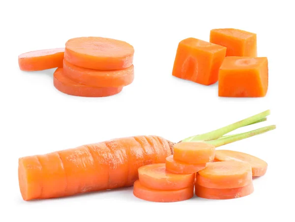 Fresco maturo succosa carota isolato su bianco — Foto Stock