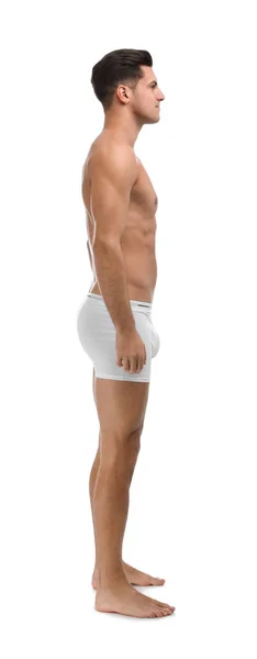 Handsome Man Underwear White Background — Stock Photo, Image