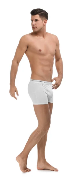 Handsome Man Underwear White Background — 图库照片