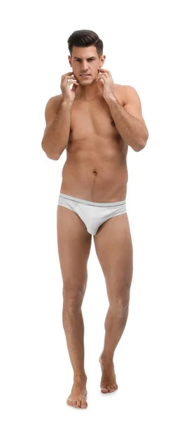 Handsome Man Underwear White Background — 스톡 사진