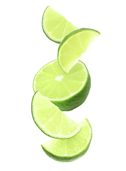 Half of fresh green lime isolated on white — Stock Photo, Image