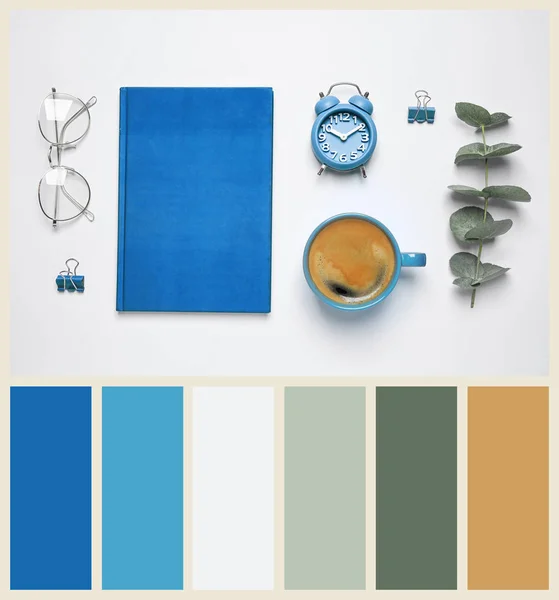 Επίπεδη Σύνθεση Εμπνευσμένη Από Χρώμα Του Έτους 2020 Classic Blue — Φωτογραφία Αρχείου