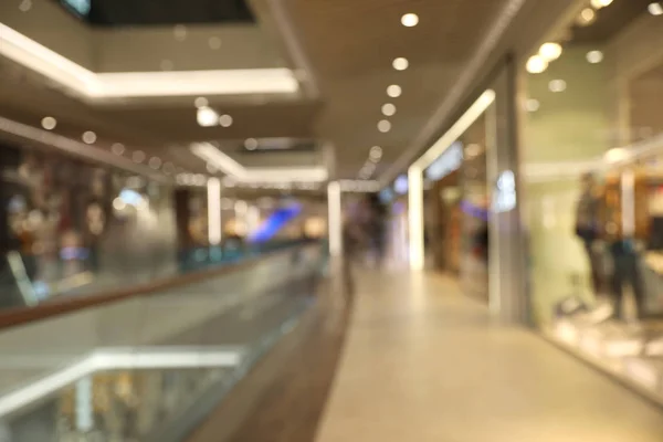 Vista Turva Interior Moderno Centro Comercial Efeito Bokeh — Fotografia de Stock