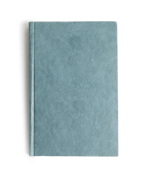 Livro Antigo Com Capa Azul Claro Vintage Isolado Branco Vista — Fotografia de Stock