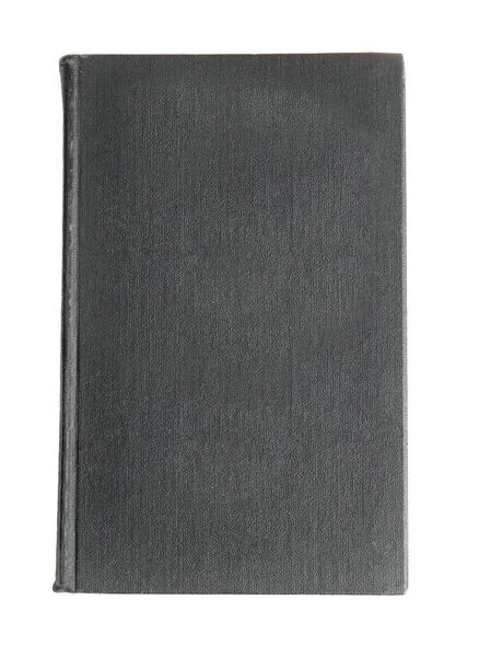 Oude Boek Met Vintage Zwarte Omslag Geïsoleerd Wit Bovenaanzicht — Stockfoto