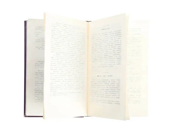 Open boek met harde kaft geïsoleerd op wit, bovenaanzicht — Stockfoto