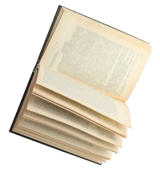 Abrir viejo libro de tapa dura aislado en blanco — Foto de Stock