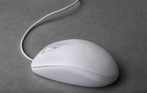 Modern Wired Computer Mouse Grey Background — Stock Photo, Image