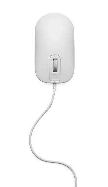 Modern Wired Computer Mouse Isolated White Top View — Stock Photo, Image