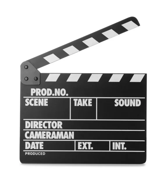 Clapper board isolated on white. Cinema production — Stock Photo, Image