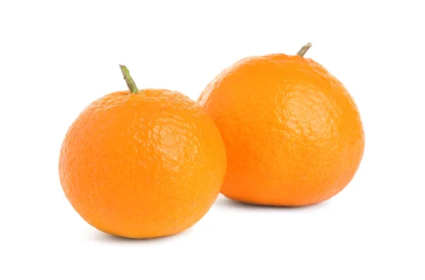 Fresh ripe juicy tangerines isolated on white — ストック写真
