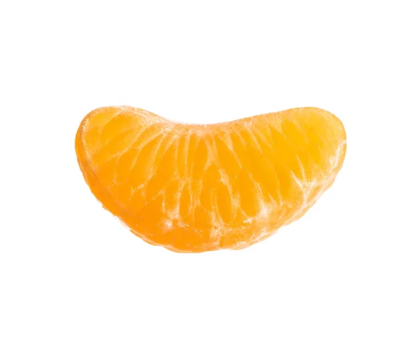 Fresh juicy tangerine segment isolated on white — Stock Photo, Image