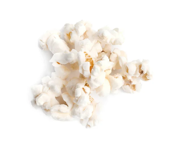 口感新鲜的爆米花，白色，顶部视图隔离 — 图库照片