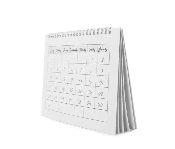 Calendario de papel aislado en blanco. Concepto de planificación — Foto de Stock