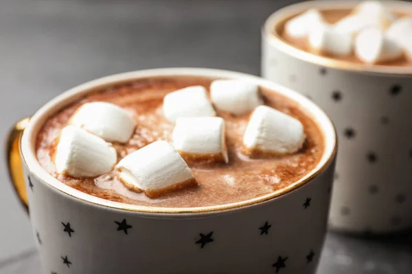 Copo Delicioso Cacau Quente Com Marshmallows Close — Fotografia de Stock