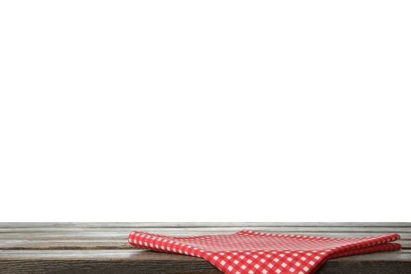 Toalla de cocina plegada sobre mesa de madera. Espacio para el diseño — Foto de Stock