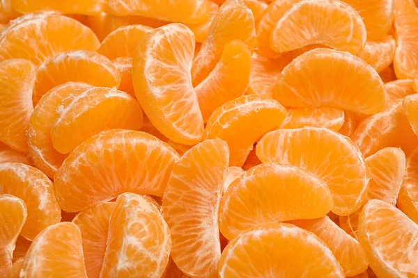 Segments Mandarine Juteux Frais Comme Fond Gros Plan — Photo