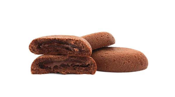Chutné domácí čokoládové sušenky na bílém pozadí — Stock fotografie