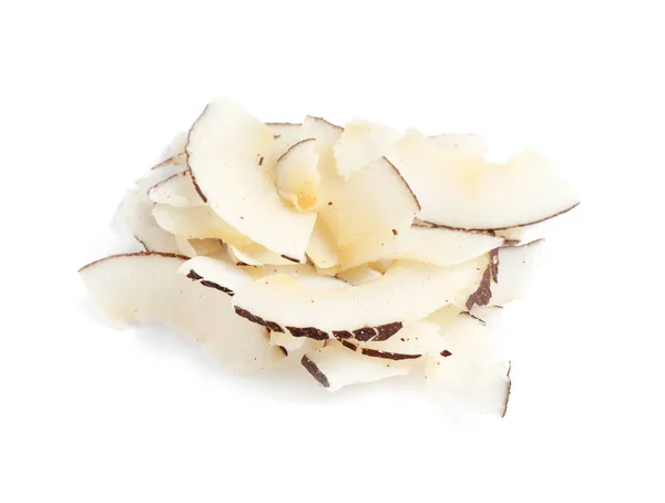 Högen med kokoschips isolerad på vitt — Stockfoto