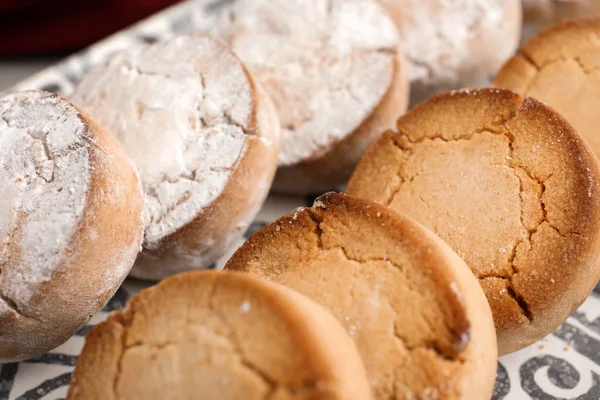 Plate Sweet Delicious Homemade Cookies Closeup — Stock Photo, Image