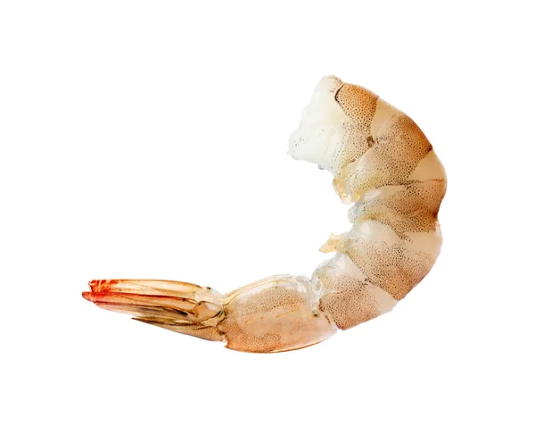 Crevettes crues fraîches sans tête isolées sur blanc — Photo