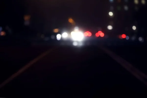 Gece Şehrinin Bulanık Görüntüsü Bokeh Etkisi — Stok fotoğraf